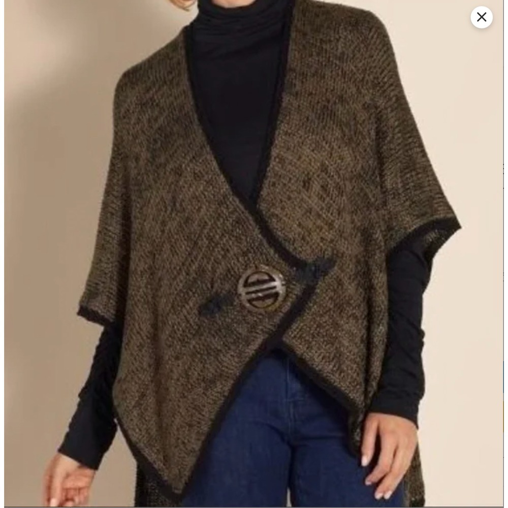Soft Surroundings Mei Ling Sweater Cape Poncho One Size Goblincore Grandmacore